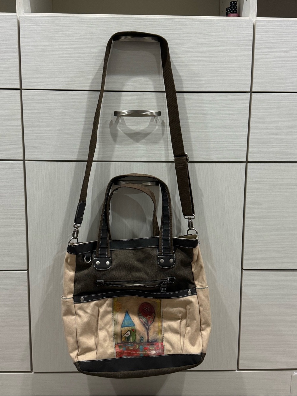Sherpani Canvas Tote with Artistic Front Panel